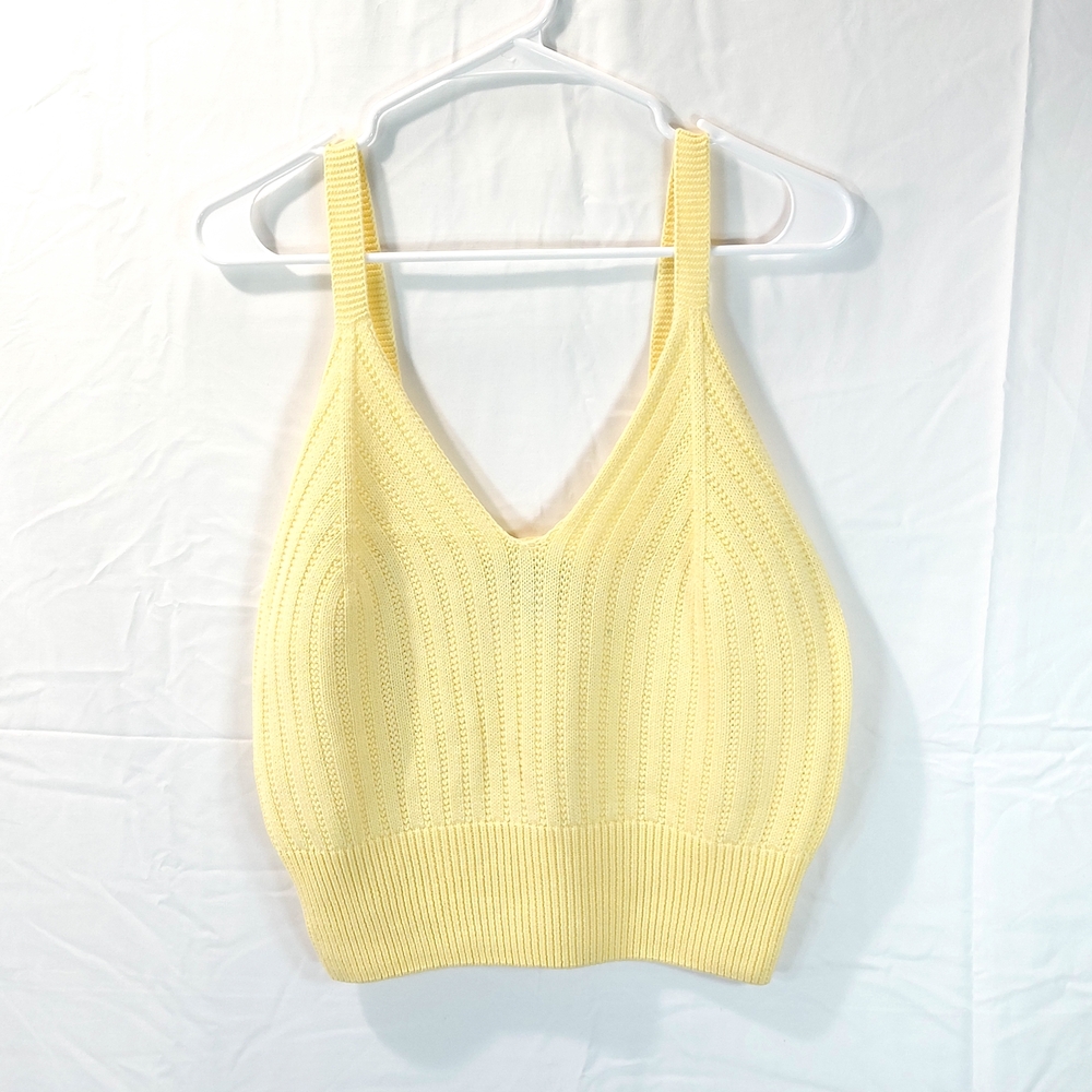 Yellow Knit V-Neck Tank Top